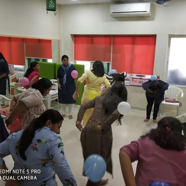 A movement session at a Rhhyns Wellbeing workshop